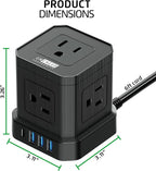 Cube Power Strips with Surge Protection, 6ft Extension Cord with Multiple Outlets, 5 Ac Plugs, 3 USB, 1 Usbc Fast Charging Power Strip with USB Ports, Mountable On/Off Switch Charging Station