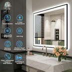 YEELAIT 24x30 Inch LED Bathroom Mirror with Lights (Front Lit and Backlit) Black Framed Lighted Vanity Mirror for Bathroom Wall Dimmable Anti-Fog Memory Tempered Glass Horizontal/Vertical