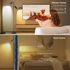 SIBRILLE Spotlight Floor Lamp, Tall LED Standing Lamp with Remote/Touch Control, 2700K-6500K, 350°Rotating Head Standing Lamp, Reading Floor Lamp for Living Room, Bedroom, Office & Wall Art, Dual Head