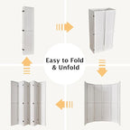 Pegboard Display, 5.6Ft Wooden Room Divider Folding Privacy Screens Portable Freestanding Wall Organizer for Retail Craft Art Display Board (6panels, White)