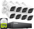 SANNCE 1080P Wired Security Camera System, CCTV 8 Channel 5-in-1 DVR with 1TB Hard Drive and 8Pcs Outdoor Day/Night Surveillance Cameras, Easy Remote Access, Motion Detection, 100ft Night Vision