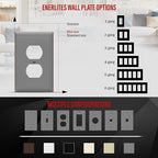 ENERLITES Duplex Receptacle Wall Plate, Electrical Outlet Covers, Gloss Finish, Mid-Size 1-Gang 4.88" x 3.11", Polycarbonate Thermoplastic, UL Listed, 8821M-GY-10PCS, Gray, 10 Pack, 10 Count