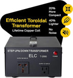 ELC T Series 2000+ Watt Voltage Converter Transformer - Step Up/Down - 110v to 220v / 220v to 110v Power Converter - Circuit Breaker Protection, CE Certified [3-Years Warranty]