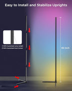 boostool 2 Pack Corner Floor Lamp, 65" RGB LED Corner Lamp, Color Changing Ambient Lighting with Music Sync - App and Remote Control LED Lamp for Bedroom, Living Room, Gaming Room