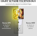 PODMemory Fox Stained Glass Night Lights Plug into Wall for Room, Fox Night Light LED for Bedroom