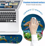 Keyboard Wrist Rest + Mouse Pad Wrist Support Set with Coasters, Non-Slip PU Base Ergonomic Mousepad for Home Office Working Studying Easy Typing & Pain Relief, Sea Turtle