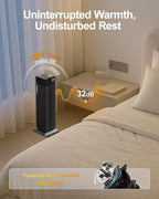 ComDomus Space Heater Large Room, 25” Electric Room Heaters for Indoor Use with 120° Oscillation, 3 Heat Levels, 3 Modes, Multiple Safety Protections, 12H Timer, Black Ceramic Tower Heater for Bedroom