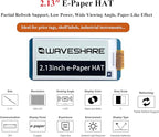 2.13inch E-Ink Display HAT V4 Version, Black/White Two-Color 250x122 Pixel E-Paper Module for Raspberry Pi 5/ 4B/3B+/3B/2B/A+/Zero W/WH/Zero 2 W/Jetson Nano SPI Interface, Support Partial Refresh