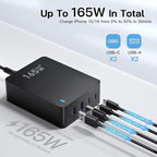 RYND 2026 Latest USB C Fast Charger,165W GaN 4-Port Charging Station Hub Block Cube, USB C Wall Charger Blocks with Dual Type C Ports,for iPad/iPhone 17 16 15 14 13 12 Pro Max Pixel Note Galaxy