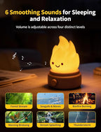 2026 Upgrade Campfire Night Light with White Noise, Portable Desk Lamp, Cute Silicone Flame Lights, Flameless Candles Lamps for Indoor Outdoor Table Decor, Funny Lamp Gifts for Kids Boys Girls