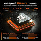 PELADN Ryzen Mini PC 5600H (Beats 5700U/7430U), 32GB Dual Channel RAM, 1TB PCIe3.0 SSD, 2.5“ SATA HDD, Mini Desktop Computer with Dual NIC LAN 2.5Gbe, WiFi6, BT5.2, Type-C