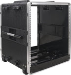 Sound Town Lightweight 12U PA DJ Rack/Road Case with 11U Rack Space, ABS Construction, 19" Depth, Retractable Handle, Wheels and Heavy-Duty Latches (STRC-A12UT)