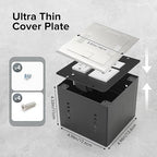 Vagueior Recessed Flat Hidden Floor Electrical Outlet Box Kit,Stainless Steel Cover with 2 * 20A+ 1 * 15A Receptacle Outlet,+2 * 5V/4.8A USB Port+1*RJ45 Port,UL Certified,Silver