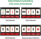 CVC Word Builder Desktop Pocket Chart with 107 Phonics Flash Cards, Kids Word Builder Games for Learn to Read CVC CVCC CCVC Words, Phonics Learning Tool for Preschool Kindergarten Classroom.