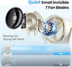 WSKEN Desk Fan with Battery Operated, Quiet Digital Display Portable Fan for Office, Bedroom, Kitchen, Home, Outdoor, 100 Speeds 115° Tilt Small Travel Camping Table Fan, White