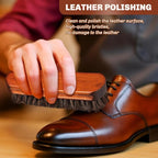 2 Pcs Horsehair Shine Shoes Brush Kit Polish Dauber Applicators Cleaning Leather Shoes Boots Care Brushes Suede Cleaner Brush(Brown Concaved Brush)