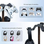 MyGift Industrial Matte Black Metal Headphone Stand with Burnt Wood Tray – Desktop Headset and Gaming Controller Holder for Office, Studio, or Console Setup