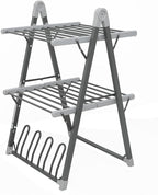 SHARNDY Electric Heated Clothes Drying Rack,Foldable Heated Garment Dryer with Timer Shut-Off Laundry Rack for Clothes Shoes Socks,Aluminum Alloy,Space Gray,Plug & Play,(39.37x25.98x23.82in)