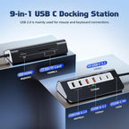 intpw P9 PRO USB C Hub 10Gbps, 9-in-1 USB C Docking Station 3.28FT with 4K@60Hz HDMI, 3 Type-C/A 3.2, 2 Type-A 2.0, PD 100W, SD/TF Port, Black Aluminum USB Hub for Laptop, iPhone 17, MacBook Air/Pro