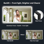 YEELAIT 72x40 Inch LED Bathroom Mirror with Lights (Front Lit and Backlit) Black Framed Lighted Vanity Mirror for Bathroom Wall Dimmable Anti-Fog Memory Tempered Glass Horizontal/Vertical