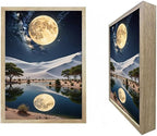URVIP LED Glowing Photo Frame, 3D Starry-Sky Blue Moon Wall Art, 9x12 Inches Dimmable Light Up Light Painting for Bedroom, Unique Aesthetic Decor, Great Birthday Gift for Women Men