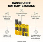 Storacell by Powerpax Slimline AA Battery Storage Caddy, Yellow - Holds 4 Batteries (Not Included)