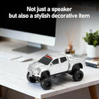 WSTER WS-X65 Pickup Truck Replica Bluetooth Speaker – HD Sound, FM Radio, TWS Stereo, LED Party Lights, USB/TF Playback, Built-in Mic – Cool Portable Car Design Speaker for Outdoors & Home (Silver)