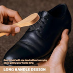 2 Pcs Horsehair Shine Shoes Brush Kit Polish Dauber Applicators Cleaning Leather Shoes Boots Care Brushes Suede Cleaner Brush(Wooden Long Handle)