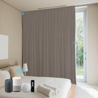 SmartWings Automatic Curtain Opener with Drapery, Motorized Vertical Blinds with Remote, Electric Closet Doors Sliding Panels Compatible with Alexa Google Homekit, 90% Blackout Dove