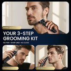 Ufree 3-in-1 Beard Trimmer Kit, Men's Electric Razor Shaver for Mustache, Professional Hair Trimmer, Type-C Rechargeable Clippers, Waterproof Body Grooming, Birthday Valentines Gifts for Him