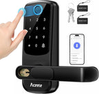 Aceele Keyless Entry Fingerprint Smart Door Lock, Built-in Wi-Fi, Electronic Lock for Front Door with Touch Digital Keypad and Handle, Automatic Door Knob for Apartment/Home/Bedroom(Black)