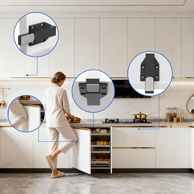Magnetic Push Door Latch Jiayi 4 Pack Heavy Duty Push Magnets Cabinet Catches Touch Latches for Large Door Push Release Latch Kitchen Drawer Push Catch Press Out Latch Cabinet Hardware Black
