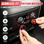 Air Conditioner Switch Control Button Knob Cover Compatible with 2024-2025 Hummer EV Accessories Rear Climate Control Knob Covers, Aluminum Alloy AC Decal Trim Rings Interior 2Pcs (Red)