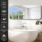 Silver Bathroom Mirror, 72 x 30 Inch Large Rectangle Mirror, Rectangular Vanity Mirror Aluminum Metal Frame, Rounded Corner Wall Mirror for Living Room Bedroom Entryway Horizontal/Vertical