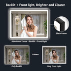 YEELAIT 48x32 Inch LED Bathroom Mirror with Lights (Front Lit and Backlit) Black Framed Lighted Vanity Mirror for Bathroom Wall Dimmable Anti-Fog Memory Tempered Glass Horizontal/Vertical