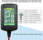 6V 12V Battery Charger 1.5A Automatic Battery maintainer trickle Battery Charger Smart Float Charger for auto car Motorcycle Lawn Mower Boat Motorcycle Snowmobile