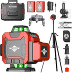 Weiddw 16 Lines Self-Leveling Laser Level with Tripod, 4x360°4D Green Cross Line Vertical & Horizontal Laser for Construction,Home Renovation,Remote Controller&Durable Case（＜1mw）