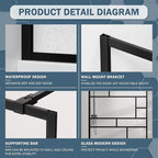 Goodyo 46 in. W x 72 in. H Bathroom Shower Glass Door Framed Tempered Clear Glass Shower Screen Panel for Walk-in Bathroom, Multiple Grid Pattern, 3-Pieces Glass, Matte Black