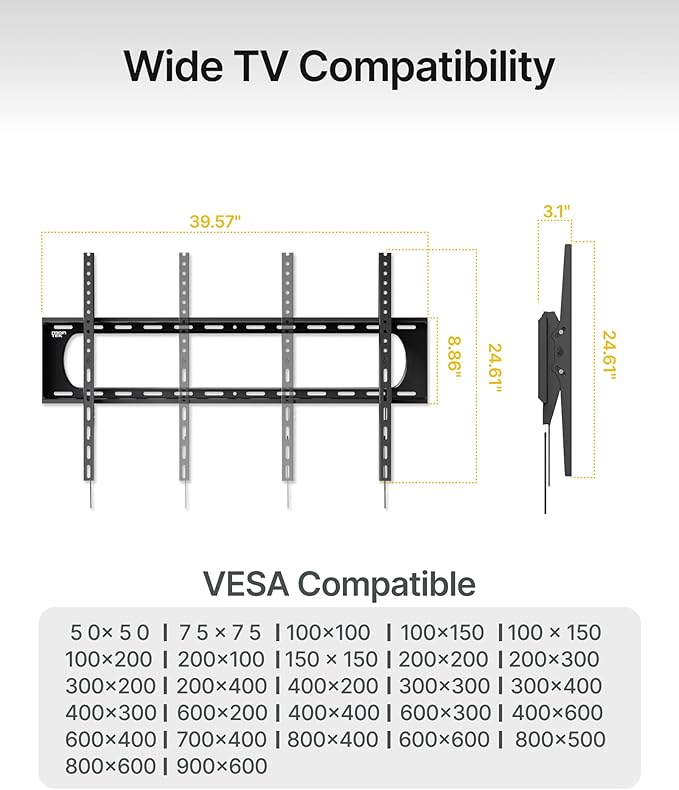 monTEK Heavy Duty Tilting TV Wall Mount for 60–120” Large TVs up to 300 lbs, 4X Safety Tested, 10° Tilt for Glare-Free Viewing, Low Profile Slim Bracket, Max VESA 900x600, Fits 16”/18”/24” Studs