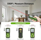 Laser Distance Measure 330Ft. Huepar Digital Rechargeable Laser Measuring Tool with Bluetooth -Phone APP, Angle Sensor, 1/16in Accuracy, M/in/Ft Unit, Pythagorean Mode, Measure Distance, Area, Volume