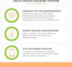Prosumer's Choice Charging Station for Multiple Devices - 5 Device Charger Organizer for Smartphones and Tablets - Wooden Rack with Removable Dividers - Charging Dock for Work from Home - Black