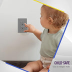 ENERLITES Screwless Duplex Wall Plate, Child Safe Receptacle Outlet Cover, Standard Size, 1-Gang 4.68" x 2.93", Unbreakable Polycarbonate Thermoplastic, UL Listed, SI8821-GY, Glossy, Gray