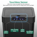 Arlopu Automatic Trash Can,Sensor Motion Stainless Steel Garbage Bin, Touchless Smart Waste Bin, W/Stay-Open, Soft Close Lid, Display Light for Kithchen, Living Room, Office (Black, 18.5gal)