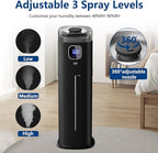 KZF Large Humidifier for Bedroom, 9L/2.5Gallon Ultrasonic Cool Mist Humidifier with Humidistat, 360°Nozzle, 350ML/H Big Mist Level, Suitable for Kids Room Livingroom Yoga Office Plant