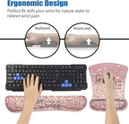 Ergonomic Mouse Pad Wrist Support and Keyboard Wrist Rest Set with Coasters, Non-Slip PU Base, Easy Typing and Relieve Wrist Pain, Perfect for Home Office Working Studying, Bible Verse Psalm 46:5