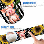 Keyboard Wrist Rest + Mouse Pad Wrist Support Set with Coasters, Non-Slip PU Base Ergonomic Mousepad for Home Office Working Studying Easy Typing & Pain Relief, American Flag Sunflower and Cute Pig