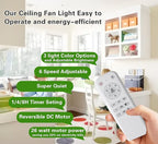 Gaizw 42 inch Ceiling Fan with Light and Remote Control, 3 Blades Ceiling Fans with Lights, Walnut Wooden Ceiling Fans for Kids Room Study and Garage,Reversible DC Motor,Noiseless Indoor Outdoor Fan