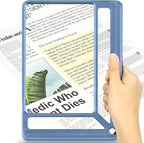 5X Full Page Magnifying Glass for Reading, Lightweight Rectangular Magnifier Provides Large Book Page Viewing Area, Handheld Magnifier for Reading Small Prints for Seniors, Low Vision-Blue