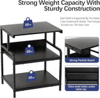 Arbuxzuy Large Printer Stand with Storage Shelf, 23.6" W x 18.9" D Printer Cart with Wheels, 3 Tier Mobile Printer Table for Home Office,Stands for Heat Press Scanner Fax (Black)