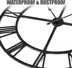 Ohweog Large Wall Clock for Living Room Decor – 60 Inch Silent Non-Ticking Modern Farmhouse Wall Clock, Oversized Decorative Metal Roman Numeral Clock (Pure Black, 60 Inch)